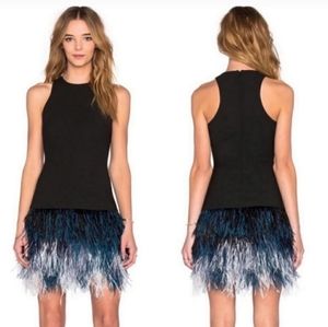 Black Blue Ombre Ostrich feather dress 4